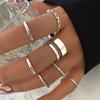 8Pcs/Set Vintage Metal Flower Shell Sun Rings for Women Punk Geometric Irregular Chain Open Rings Set Holiday Jewelry Accessorie