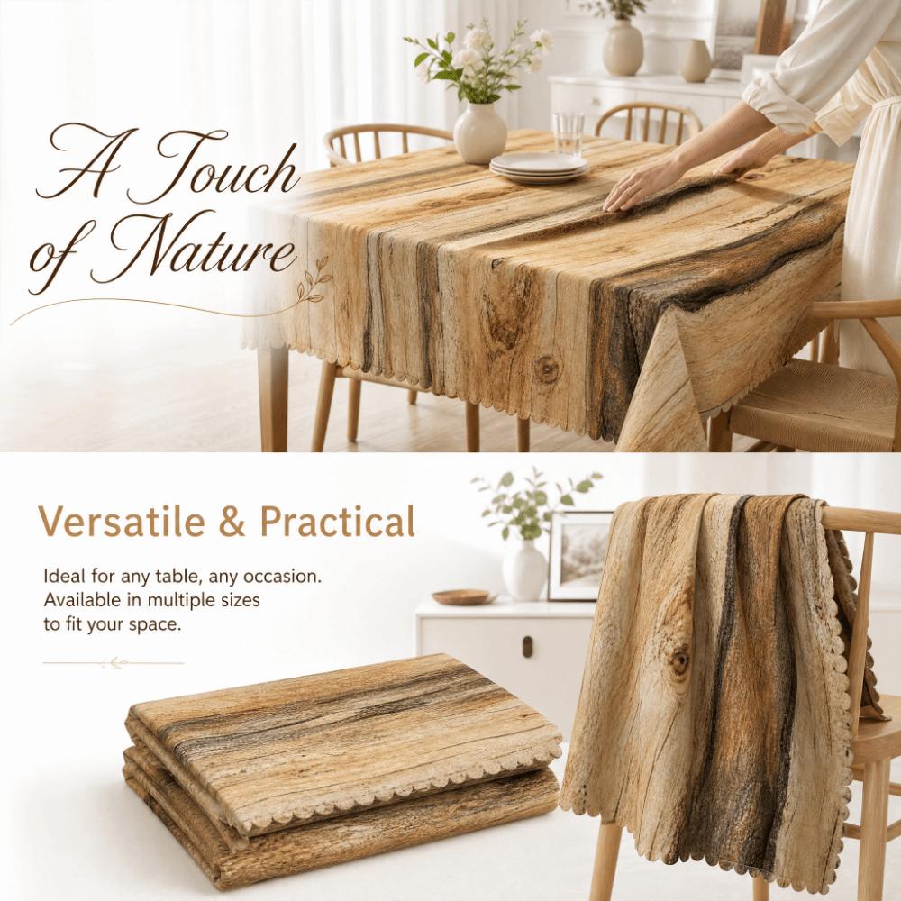 Square Printed Table Cover Rustic Wood Pattern Polyester Table Cloth  Outdoor Event