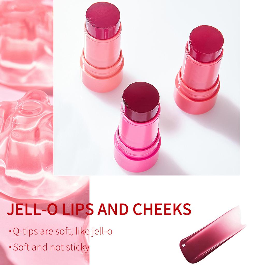 Lápiz labial en barra Jelly Blush Blush para labios y mejillas, de doble uso, de cuatro colores, Q-elastic, con contorno natural, que cambia de color y aclara, dos en uno