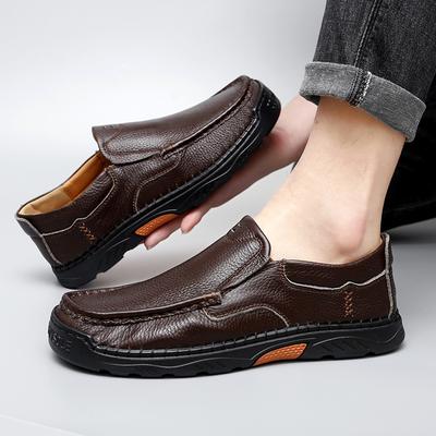 Handmade Leather Men Shoes Casual Comfortable Men Loafers Slip On Leather Shoes Men Flats Hot Sale Walking Shoes Man Large Size