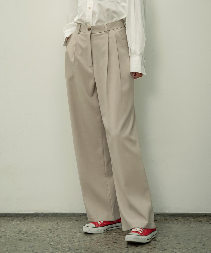 Siyajyu Sipt7052 Muse Two Tuck Wide Slacks_Beige