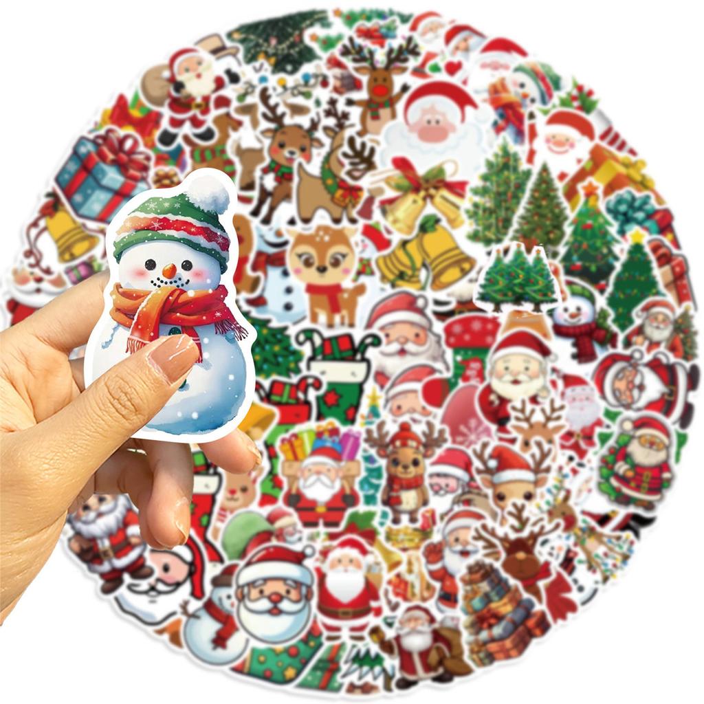 100 Christmas Stickers, Can Be Used As Notebook And Mobile Phone Case Decoration Materials Waterproof Stickers