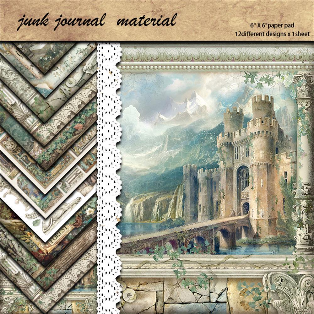12 Sheets Retro Magical Forest Journal Collage Material Paper & DIY Stickers
