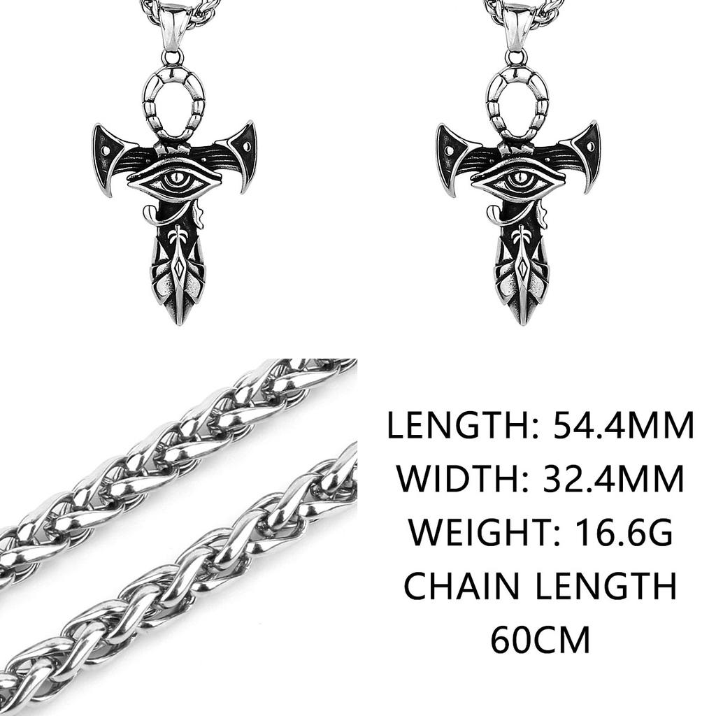 Nordic Viking Cross Sword Eye of Horus Pendant Titanium Steel Necklace for Men Amulet Jewelry