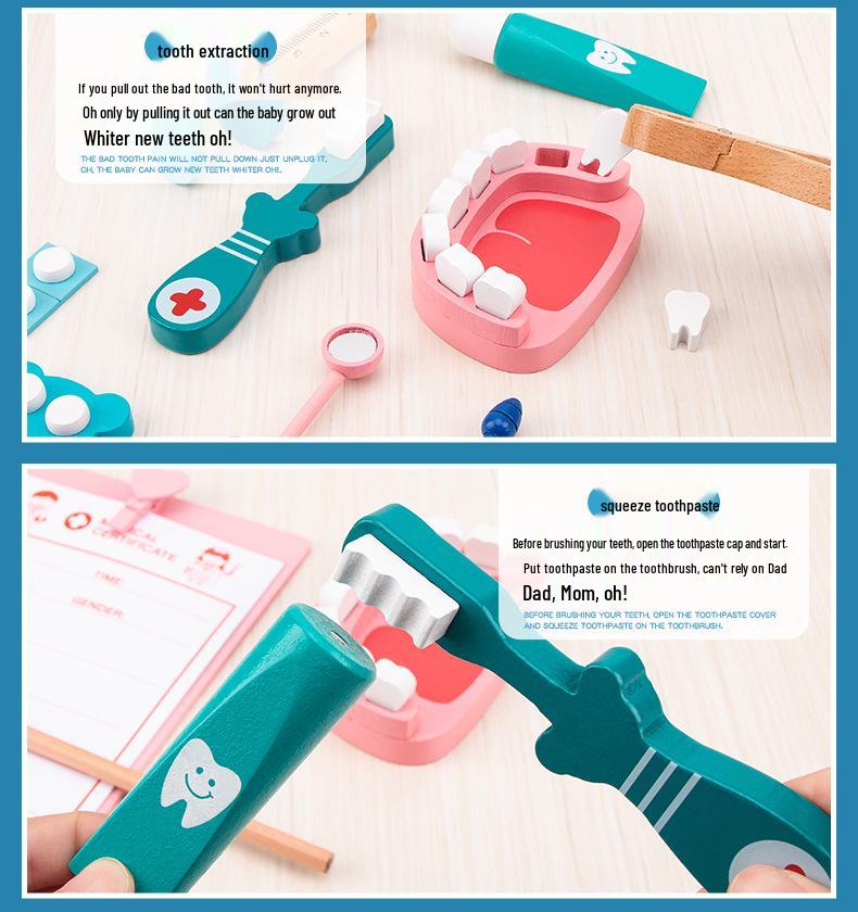 Wooden Toddler Doctor Kit: Nurse Bag Pretend Play Toy Set