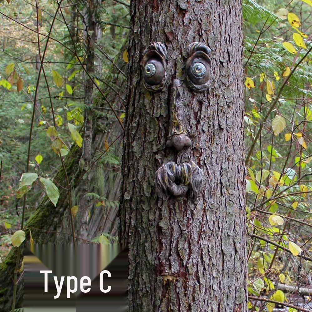 Cross-border Bark Glow Tree Monster Face Resin Ornament - Creative Easter Outdoor Decoration