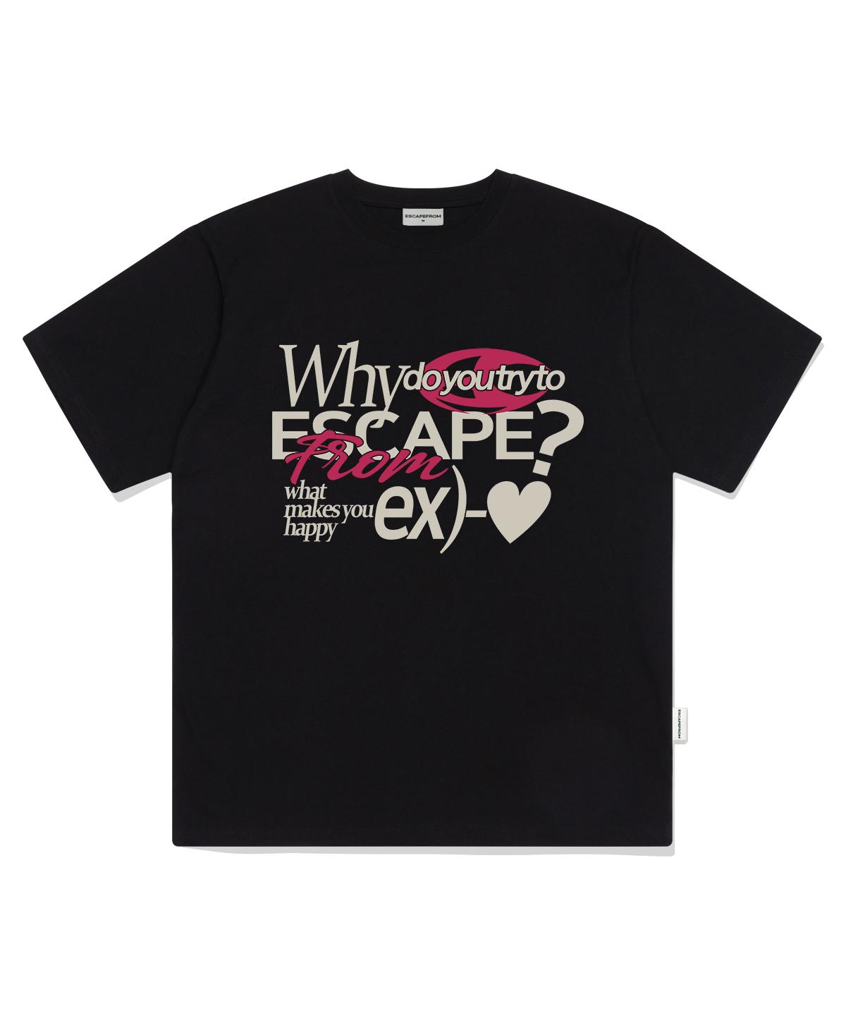 Escape From Ex Pink Heart Print Oversized Short Sleeve T-Shirt Black L