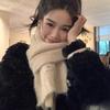 Sweet wind wool blended knitted scarf women's winter new solid color versatile scarf