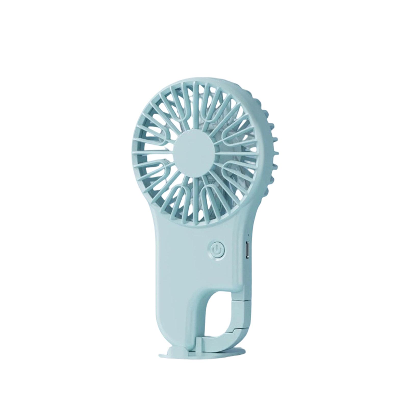 Handheld Fan With Long Battery Life, Ultra-portable Stand, Outdoor USB Charging, Hiking Hook, Small Fan синий