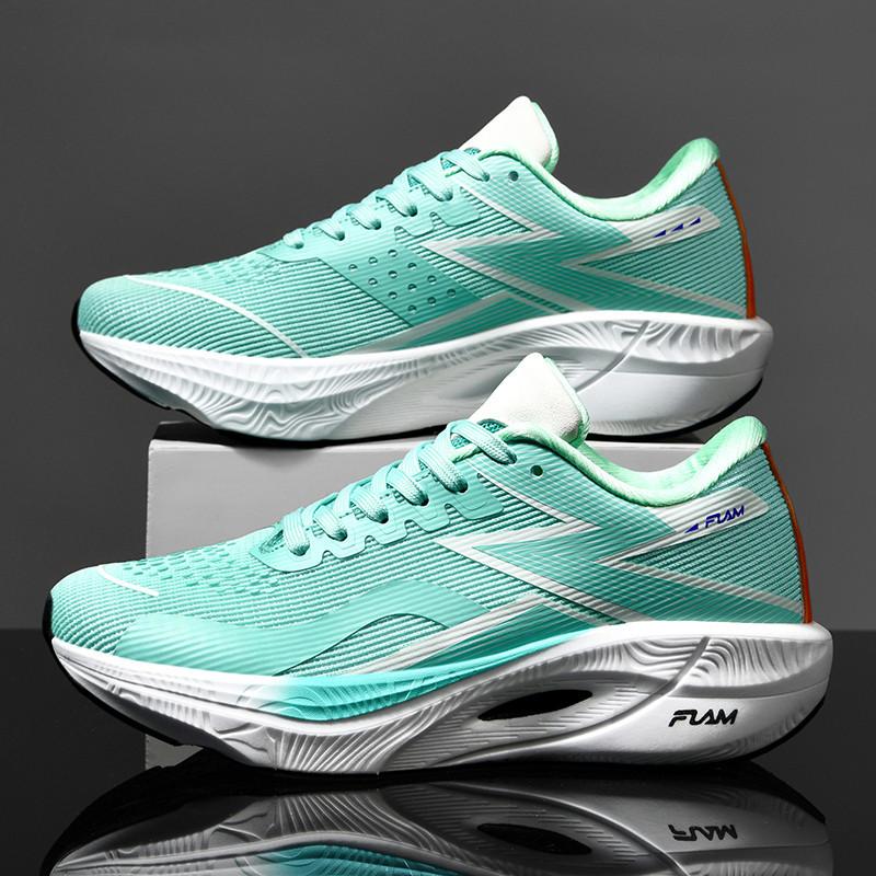2025 New Student Sports Couple Popcorn + Carbon Board Running Shoes Mesh Large Size Lightweight Running Shoes