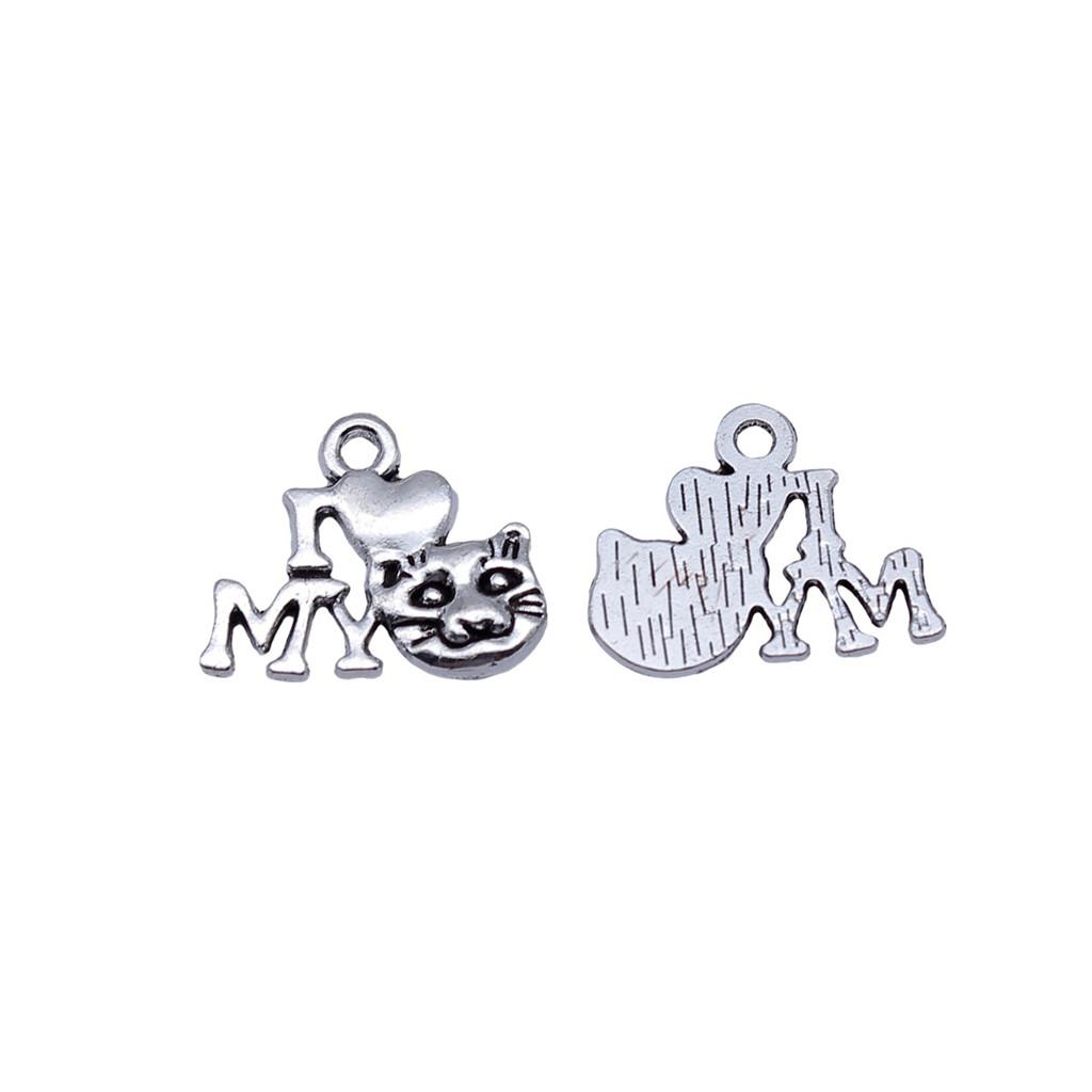 Charms Cat Pendants Heart Alloy Crafts For DIY Jewelry Making Accessories