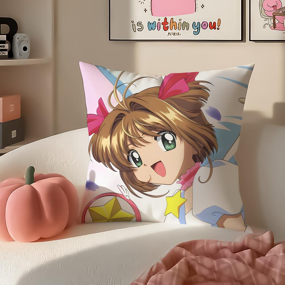 Magical Cute Japanese Anime CCardcaptor Sakura Cushion Cover Pillowcase Short Plush Invisible zipper Room Sofa Cushion Cover