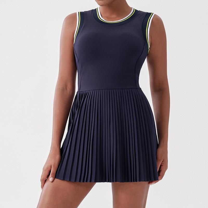 Womens Athletic Tennis Dress With Built-in Shorts Breathable Yoga Skirt Golf Running Fitness