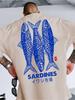 T-shirt Grafica Mercato Sardine Unisex Unisex Streetwear Manica Corta Cotone Pesce Arte Casual Urbana Tee Top