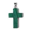 Natural Stone Cross Charm With Metal Loop Tiger Eye Opal Jewelry Prayer Pendant Necklace Making Accessories Diy Components