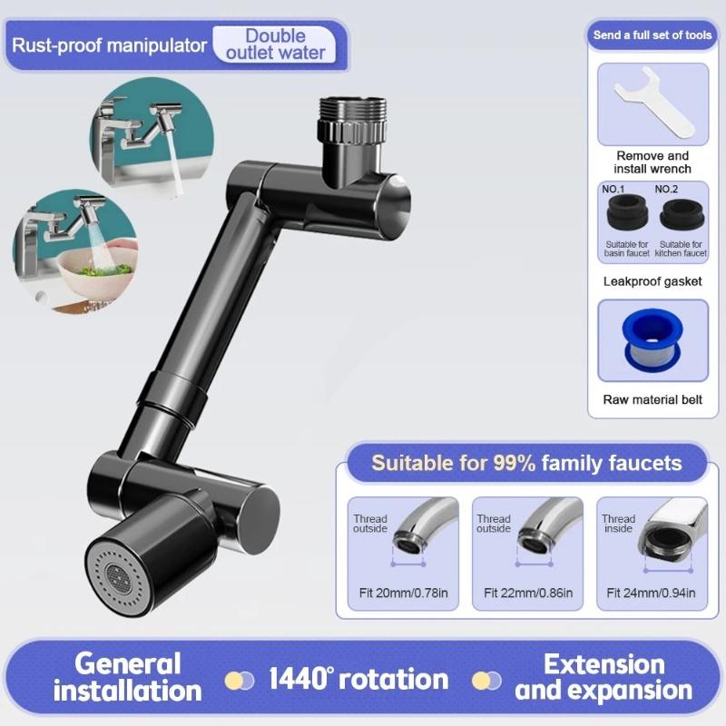 Mechanical Arm Faucet Spout Telescopic Multifunctional Extender Splash Proof Pressurized Mouthwash Hair Frother