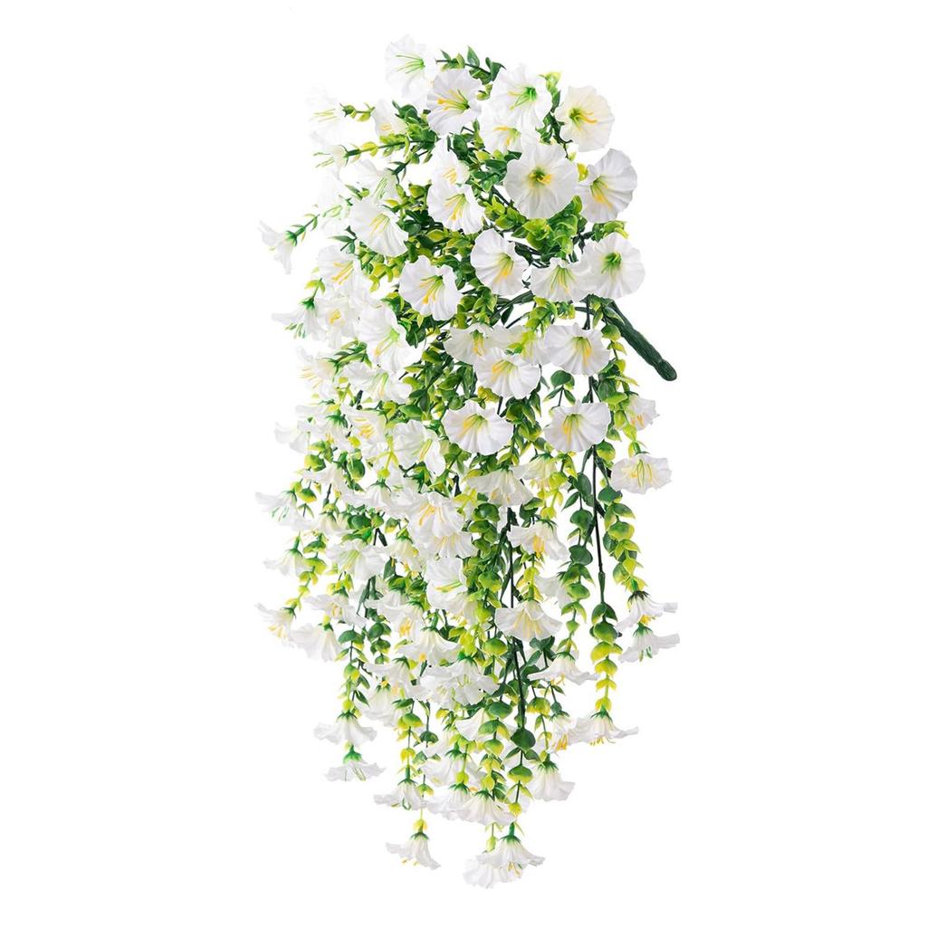 1 PCS Artificial Flowers For Outdoors Faux Plants Silk Morning Faux Flowers With Leaves Realistic Hanging Petunias Plants For Home Garden Decor