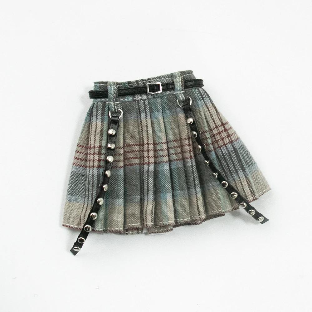 Roupas Blythe Saia Plissada Xadrez Top Tomara-que-caia Vestido de Tule Conjunto Saia com Babados para bonecas Licca Azones Ob22 Ker YMY acessórios