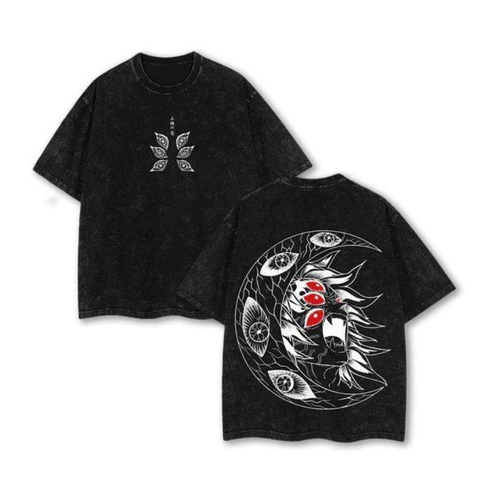 Summer Casual Daily Outfit for Anime Short-sleeved Retro Washed T-shirt, Loose Fit Demon Slayer Anime T-shirt