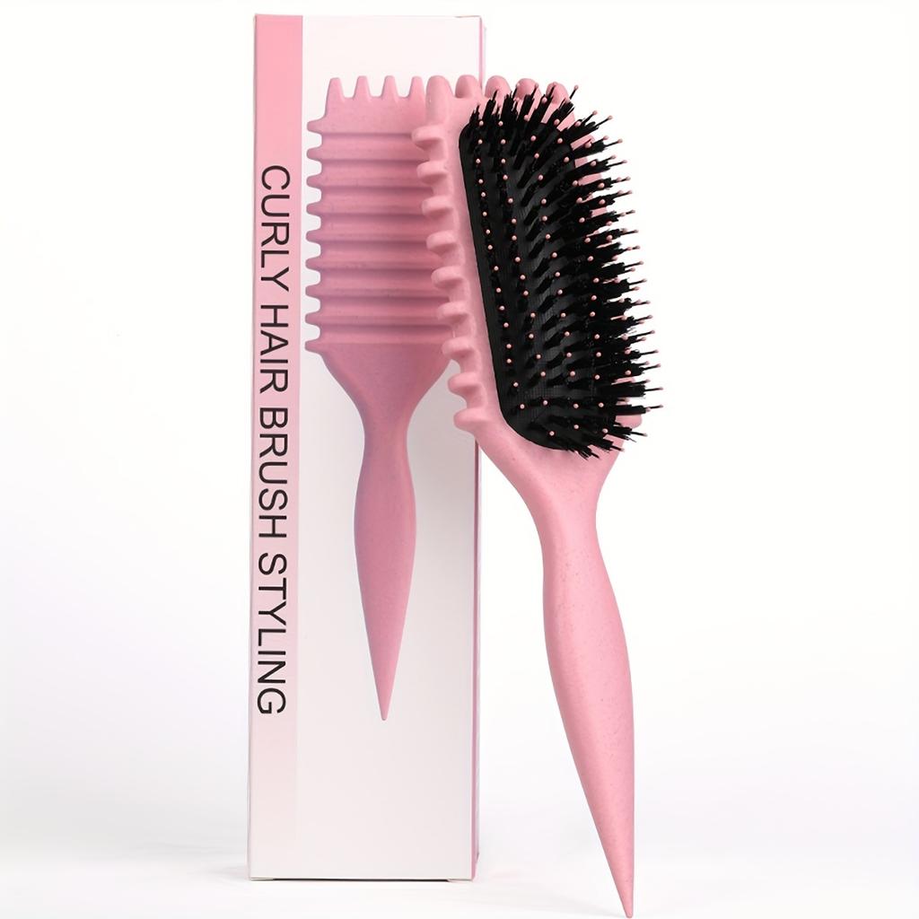 Curly Hair Styling Brush for Women - Ergonomic, Bristle Comb with Comfort Grip Handle for Bouncy Curls & Hairstyles, Curly Hair Brush