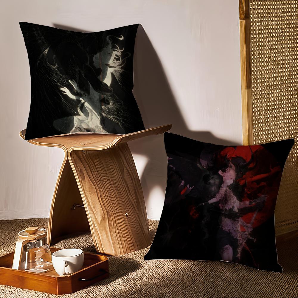 Angels And Demons Cushion Cover Anti-dustmite Pillowcase Invisible Zipper Silky Short Plush Sofa Cushion Cover
