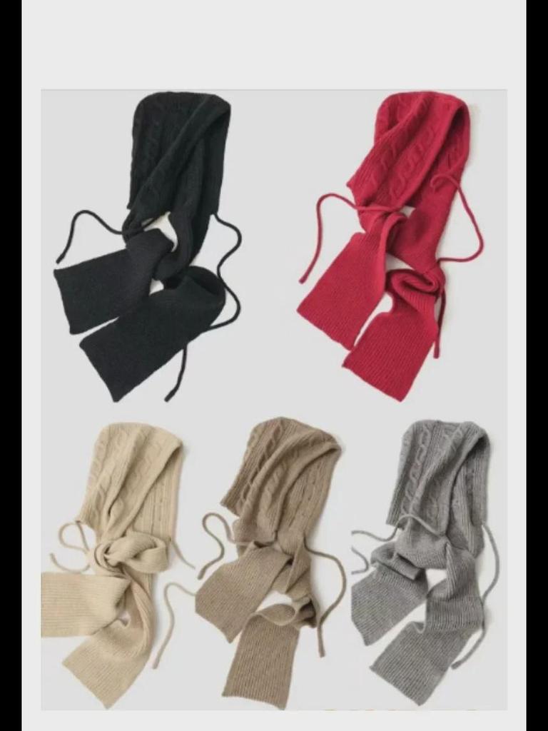 Women's Hooded Knitted Shawl: Wool Hat-Scarf-Waistcoat Combo for Autumn/Winter