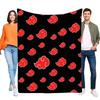 Akatsuki Inspired Black Blanket with Red Cloud Patterns, Soft Plush Throw for Couch or Bed, Cozy Lightweight Design for Home Dec