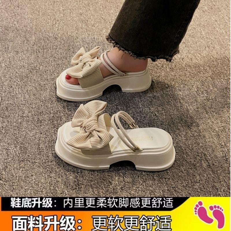 

С юбочными сандалиями женские бантиком на платформе римские сандалии лето 2025 новые высококлассные сандалии для улицы 40