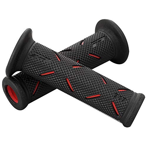 Daytona PROGRIP Motorcycle Grips, 122mm, Vibration-Resistant Gel, End-Through Type, 717 Type, Red, for Handlebars with a 22.2mm Diameter (98037)