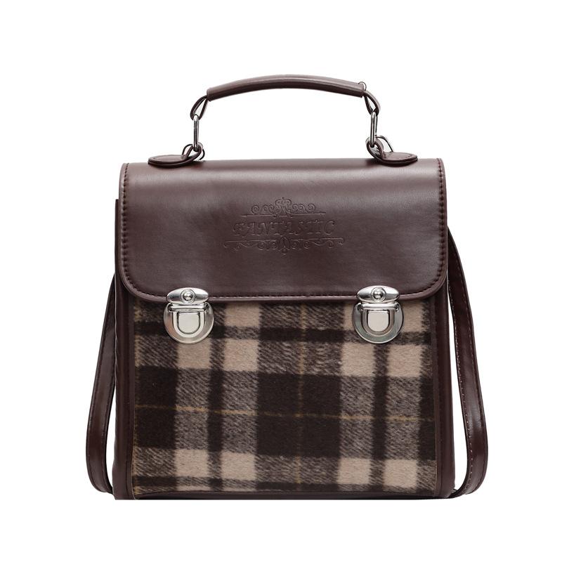 Casual Versatile Plaid Women'S Backpack Fashionable Backpack Contrasting Color Mini Portable Schoolbag