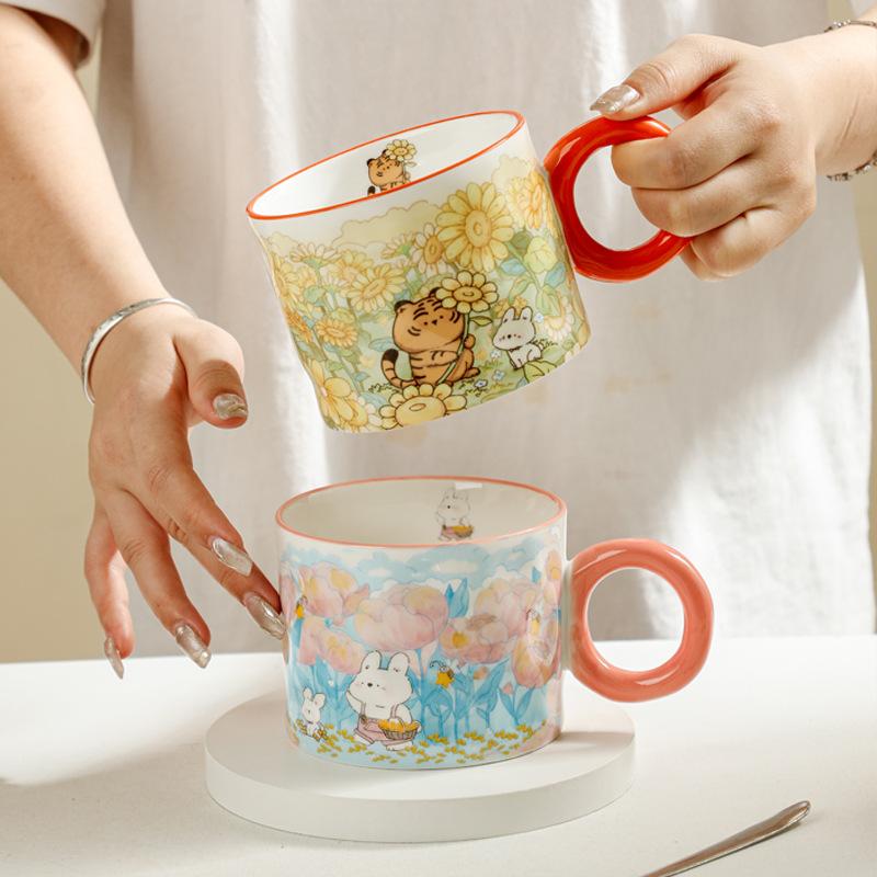 Ceramic Creative Mug Water Cup Holiday Souvenir High Looking Cute Style Cup Opening Gift Set