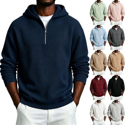 Men's Knit Half Zip Hoodie Sweatshirt for Winter Casual Wear
