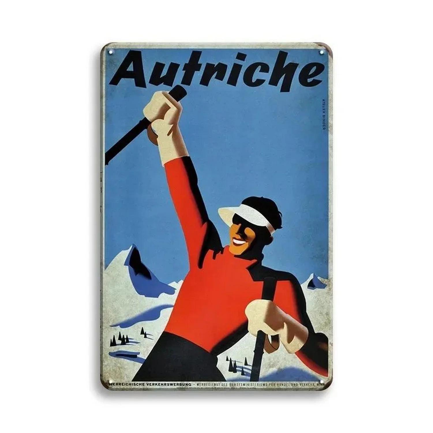 

HD Tin Sign Vintage Sports Football Ski Retro Metal Tin Sign for Home Wall Decor 20x30cm（7.8x11.8inch）