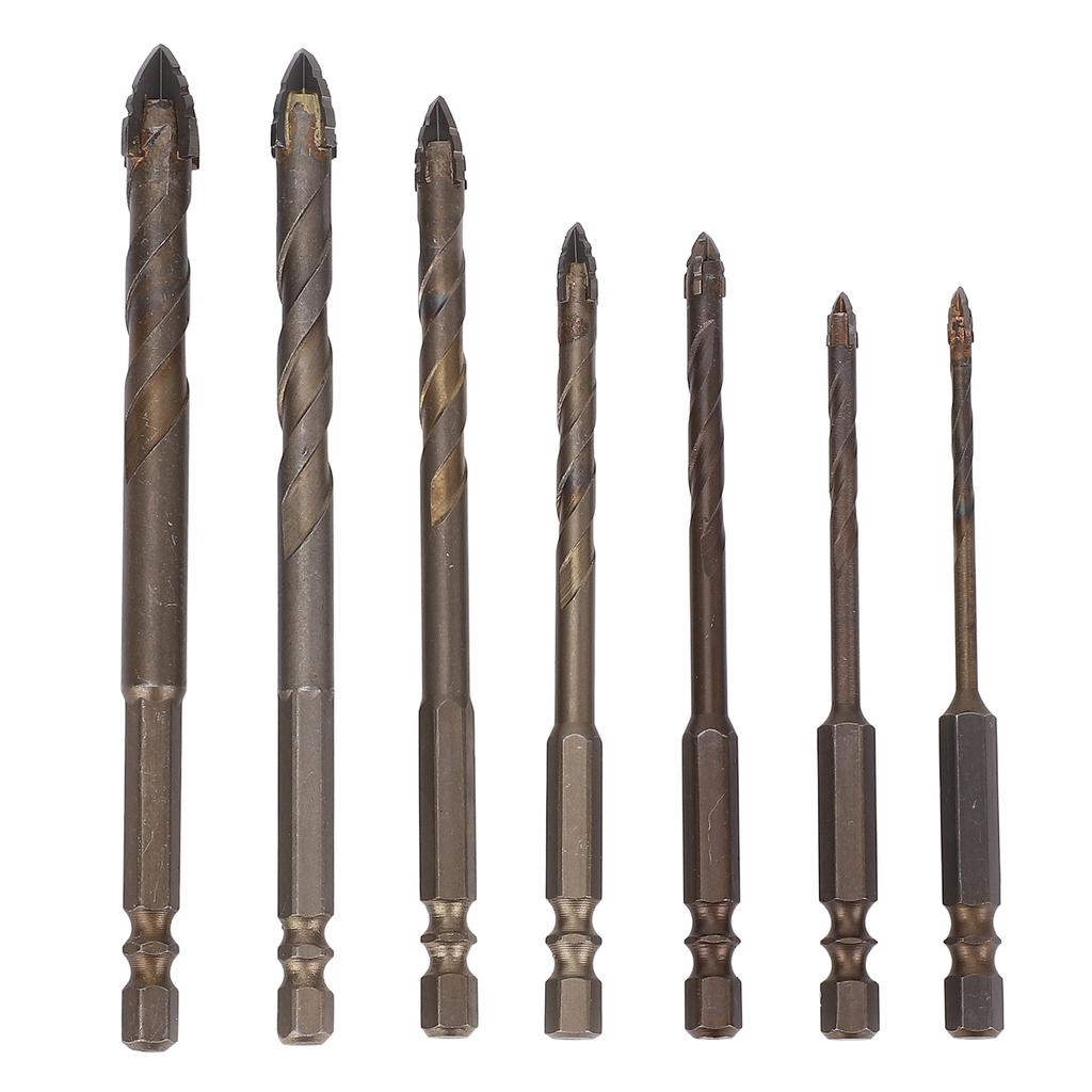 7 Stück Mauerbohrer Set Sechskantschaft Betonbohrer für Zement Glas Holz Fliese Ziegel 312mm