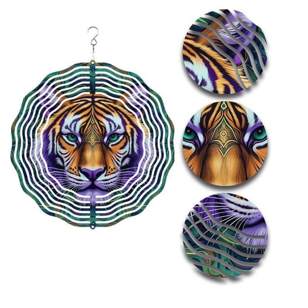 10-Inch Wind Chime with Vivid Animal and 2D Mandala Design, No External Power Needed - Colorful Outdoor Garden Decor