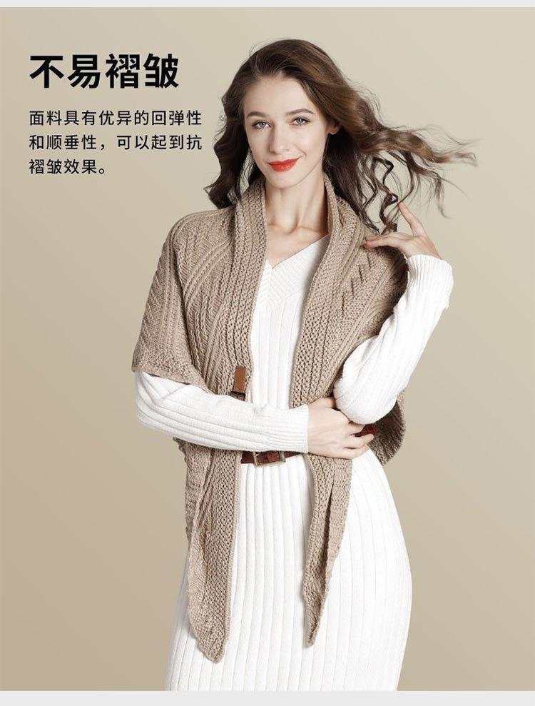 Women S Knitted Triangular Scarf With Buckle Dual Use As Shawl And Neck Warmer