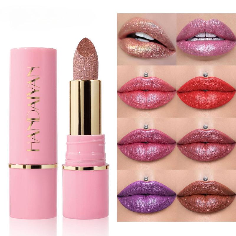 Rossetto perlescente lucido diamante Rossetto esplosivo Rossetto paillettes Rossetto glitterato lucido fine a lunga tenuta, impermeabile e idratante