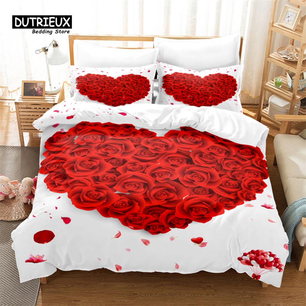 3-teiliges Bettbezug-Set, Bettwäsche-Set mit leuchtenden Blumen, Weicher, bequemer, atmungsaktiver Bettbezug, Für Schlafzimmer-, Gästezimmerdekoration