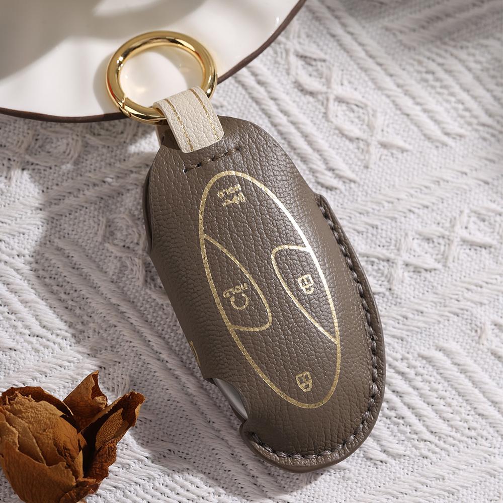 5 7 Bottons Leather Car Key Case Fob Cover For Hyundai Ionic 6 Grandeur Gn7 Kona Ev Accessories