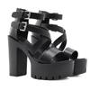 Fashion NEW NIGHTCLUB BELT BUCKLE SUPER HIGH BLOCK HEEL NIGHTCLUB 13CM SLIM SHALLOW MOUTH FISHMOUTH WOMEN'S SANDALS