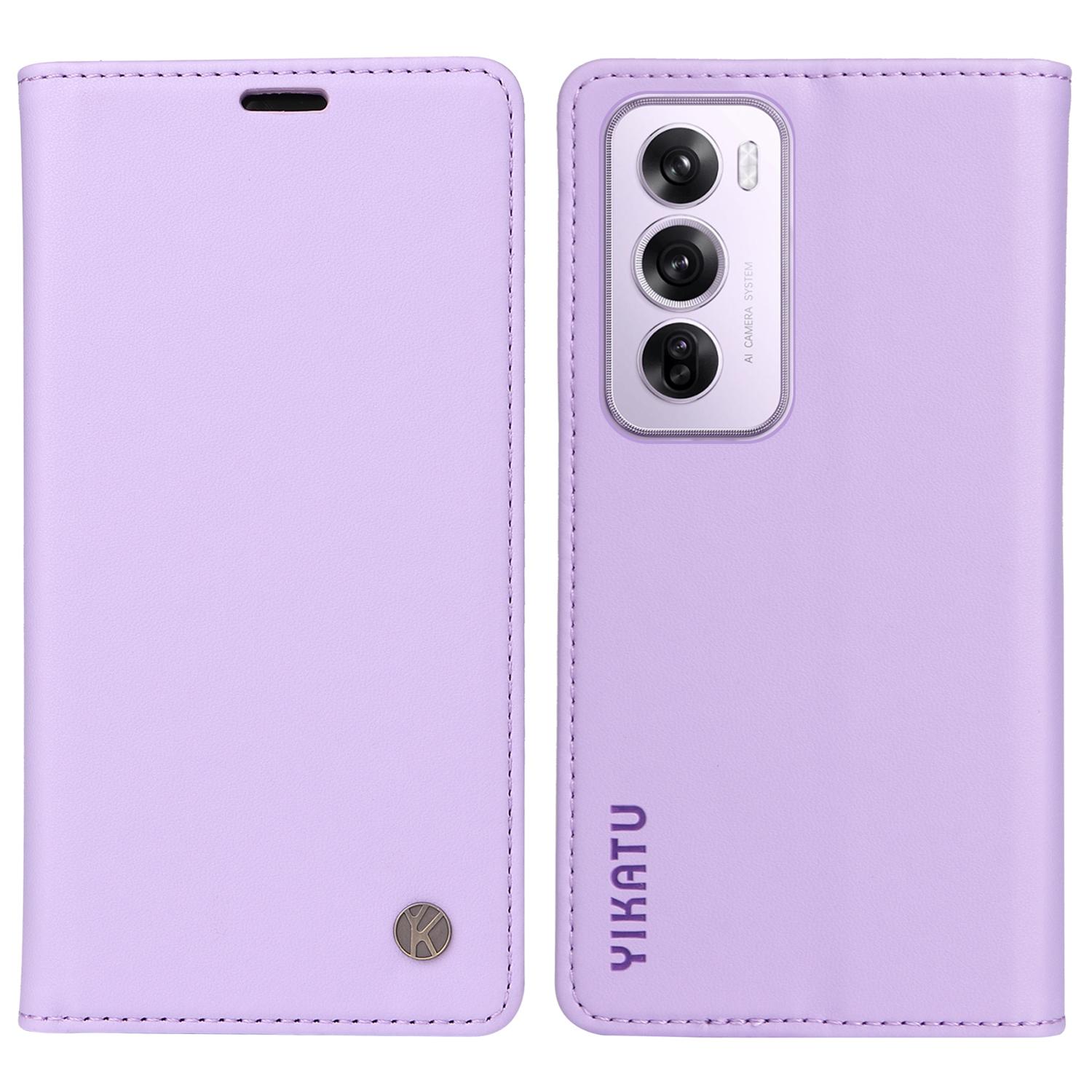 

YIKATU YK-001 For Oppo Reno12 Pro 5G (China)/(Global) Case Leather Magnetic Auto-Absorbed Phone Cover Light Purple