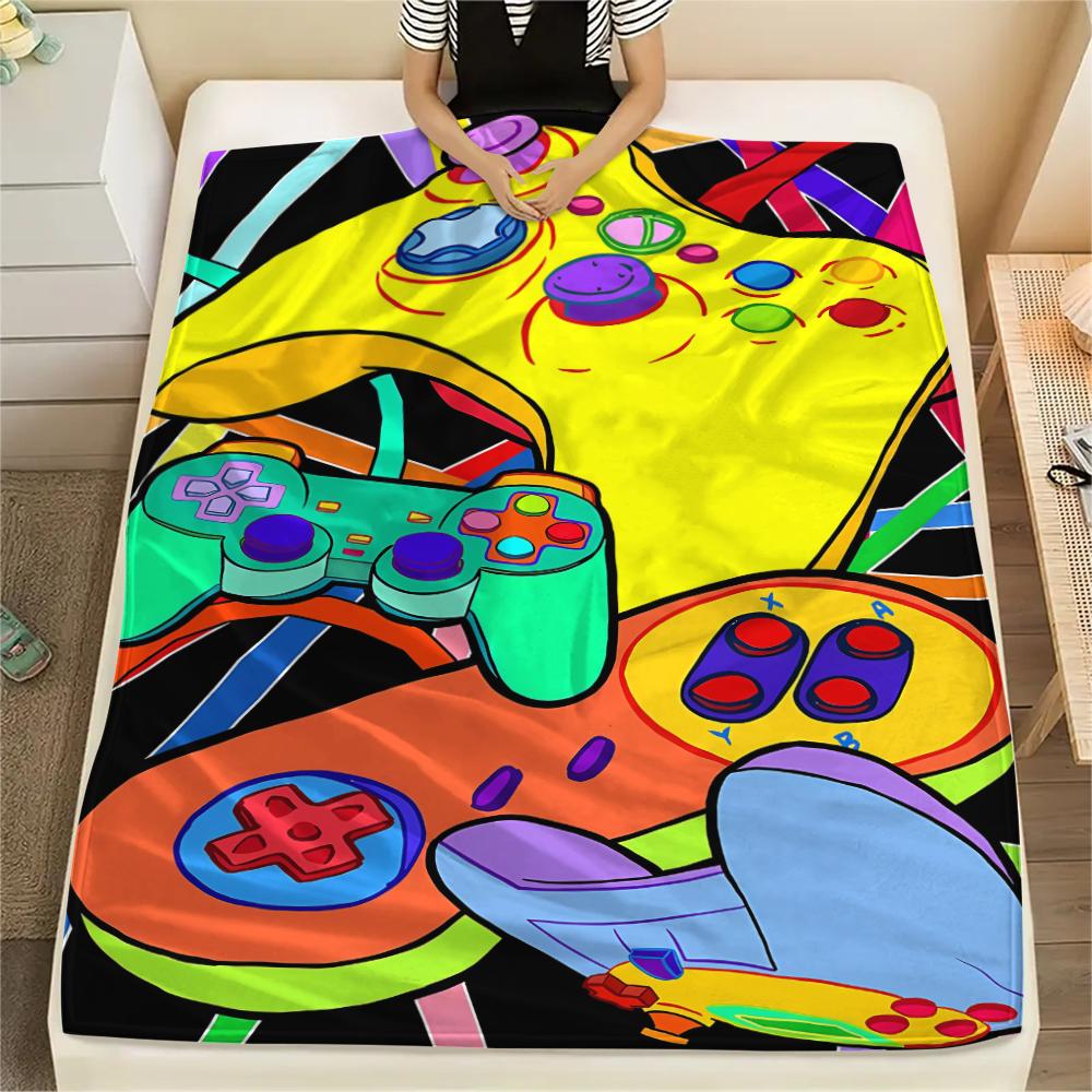 1Pc Gamepad Print Flannel Blanket, High Quality Comfortable for All Seasons, Home Decor, Warmth and Comfort, Perfect for Christmas Gifts
