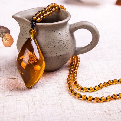 1PC Amber Floation Brine Beeswax Beads Necklace