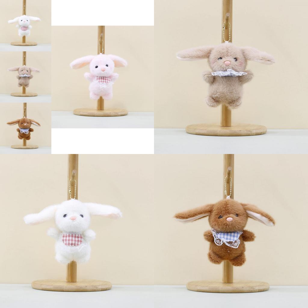 Cute Plush Bunny Pendant Keyring Fluffy Stuffed Animal Decorative Doll For Bags