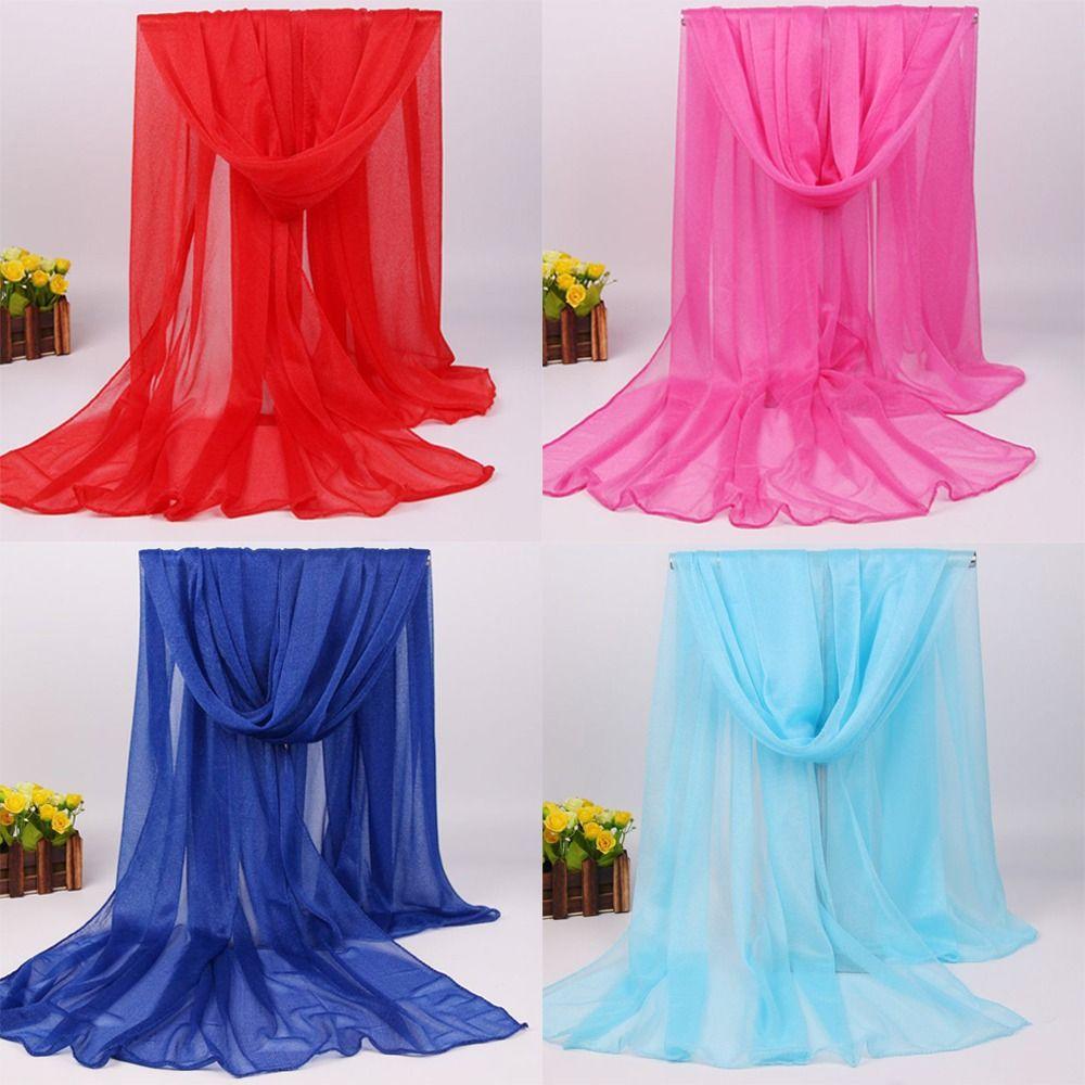 Soft Silk Scarf Breathable Sheer Wrap Summer Bandana  for Women