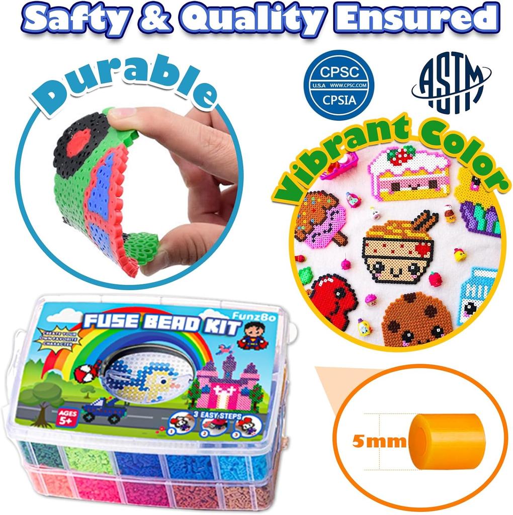 23000 5mm Fuse Beads Kit-22 Colors|106 Patterns,Christmas Home School Arts and Crafts Supplies for Kids,Toys Set,Art Decorations for Room,X'mas Gifts