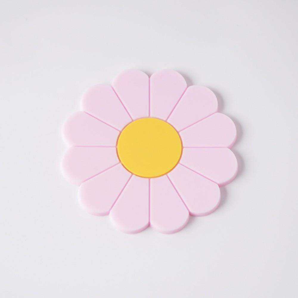 Anti-slip Cup Holder Mat Flower Cup Coaster Round Daisy Silicone Cup Pad Dining Table