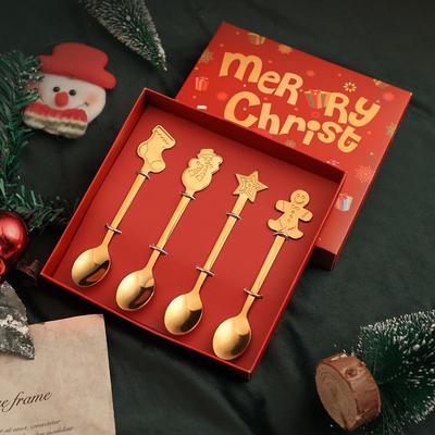 Stainless Steel Christmas Cartoon Coffee & Dessert Stirring Spoon: Snowman & Star Design