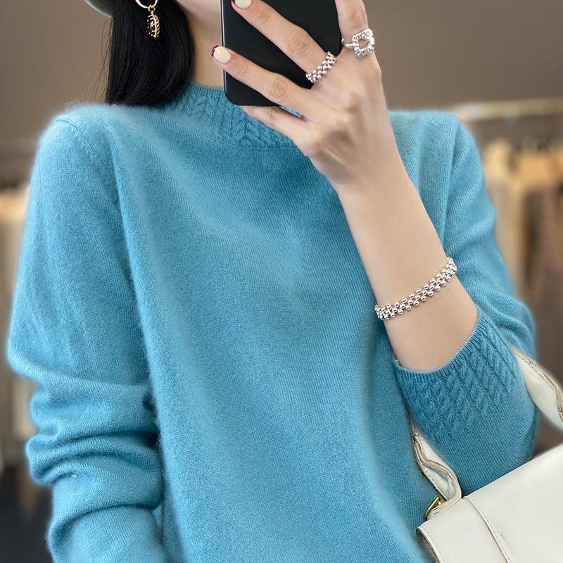 Suéter de cachemira para mujer Qinghe cachemira 30% cachemira 70% lana jersey de otoño e invierno cálido y a la moda