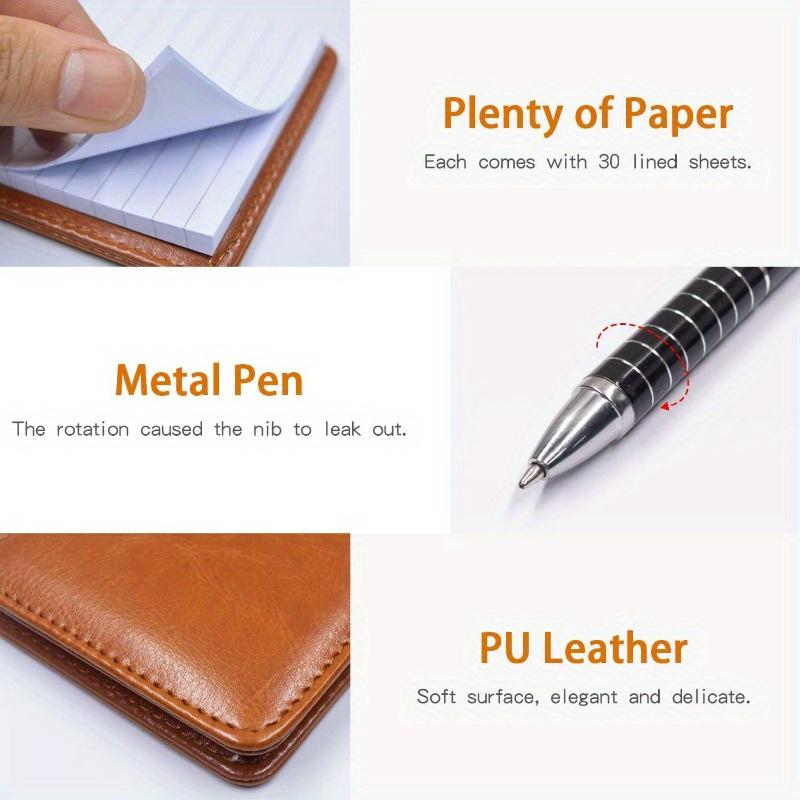 Compact Notitieblok Houder Bundel met Pen - 50 Pagina's Elk, Mini Reis Kunstleer Dagboek voor School, Werkplekken, Eetgelegenheden - Back-To-School Essentieel